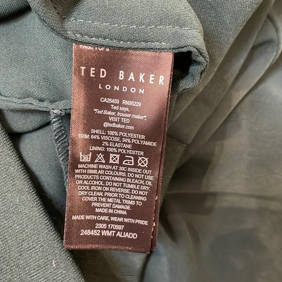 Ted Baker London Aliadd High Waist Pants Trousers Tapered Leg Pull On Green 6 - Picture 9 of 11